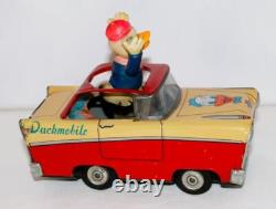 RARE EX+1950sDUCKMOBILE FRICTION DRIVE DONALD DUCK UNAUTHORIZED TOY CAR+ACTION