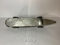 RARE Early Vintage BUFALLO TOYS SILVER BULLET PRESSED STEEL MECHANICAL RACE CAR