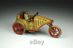 Rare Germany Tin Wind-up Tellus Ruck-ruck Motorcycle Auto Cycle Car Ca. 1915