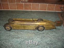 RARE GUNTHERMANN GOLDEN ARROW LAND SPEED RECORD CAR CLOCKWORK GERMANY tin toy