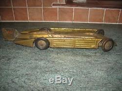 RARE GUNTHERMANN GOLDEN ARROW LAND SPEED RECORD CAR CLOCKWORK GERMANY tin toy