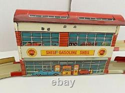 RARE Hoefler (Hofler) Tin Wind-up Shell Station Car Set, Germany, Original Box