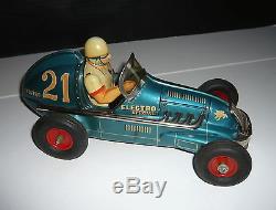RARE! VINTAGE 1950'S JAPAN YONEZAWA TIN RACE CAR B. O. ELECTRO TOY RACER #21 WithBOX
