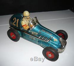 RARE! VINTAGE 1950'S JAPAN YONEZAWA TIN RACE CAR B. O. ELECTRO TOY RACER #21 WithBOX