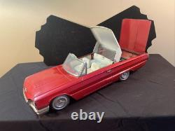 RARE Vintage 1960s ICHIKO Japan Ford Thunderbird Retractable Roof 15.25 Tin Car