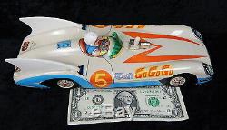 RARE Vintage Aoshin ASC Japan Tin Speed Racer Mach 5 Go Rocket Friction Toy Car