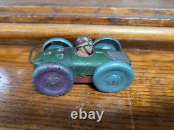 RARE Vintage PRESSED STEEL Two Sided Toy RACE CAR With 2 DRIVERS