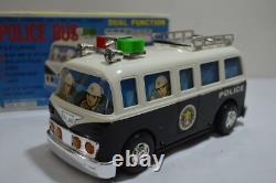 RARE Vintage Yonezawa NOS Japan Battery Operated Police Bus Works