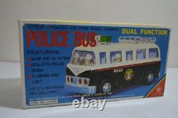RARE Vintage Yonezawa NOS Japan Battery Operated Police Bus Works