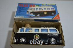 RARE Vintage Yonezawa NOS Japan Battery Operated Police Bus Works