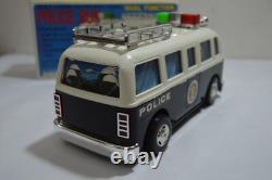 RARE Vintage Yonezawa NOS Japan Battery Operated Police Bus Works