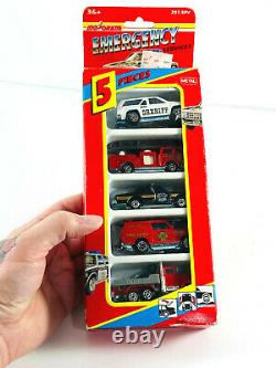 RARE vtg Majorette Emergency Services 5 Toy Cars Truck with original box FRANCE