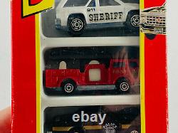 RARE vtg Majorette Emergency Services 5 Toy Cars Truck with original box FRANCE