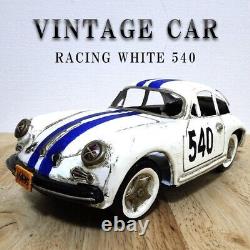 RETRO TOYS Tin Plate Toy Car Good Old Days Car RACING WHITE 540 Nostalgic Toy
