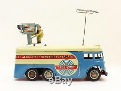 Radio Television Camera TV truck car bus tin toy Joustra France 1960 complete