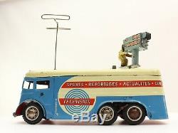 Radio Television Camera TV truck car bus tin toy Joustra France 1960 complete