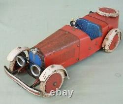 Rare 1930's Meccano Constructor Car No 2 Boat Tail Version Clockwork Red & Cream