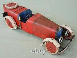 Rare 1930's Meccano Constructor Car No 2 Boat Tail Version Clockwork Red & Cream