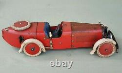 Rare 1930's Meccano Constructor Car No 2 Boat Tail Version Clockwork Red & Cream