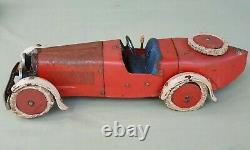 Rare 1930's Meccano Constructor Car No 2 Boat Tail Version Clockwork Red & Cream