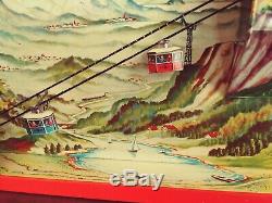 Rare 1950's Fischer Tin Wind-up Alpine Railway Mountain Cable Car Track