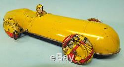 Rare Antique Marx Prototype Boat Tail Racer Mechanical Tin Wind Up Toy Car