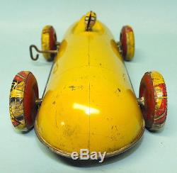 Rare Antique Marx Prototype Boat Tail Racer Mechanical Tin Wind Up Toy Car