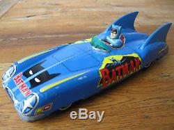 Rare Asc Aoshin 11 Tin Toy Batman Car Batmobile With Working Friction Engine