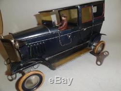 Rare DOLL Et CIE TOURER SEDAN BIG CLOCKWORK CAR 37cm Germany 1920's BING TIPPCO