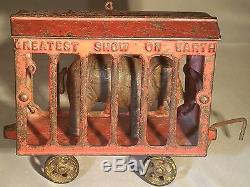 Rare Early 1900s Ives Cast Iron Train Elephant Circus Car Greatest Show on Earth