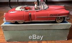 Rare GAMA CADILLAC 350EA ELECTRIC Tin Convertible Car PEACH RED Germany 1953