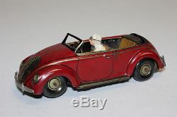 Rare German CKO Kellermann Tin Wind Up Wende Cabrio Flip Top VW Beetle Car VG