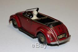 Rare German CKO Kellermann Tin Wind Up Wende Cabrio Flip Top VW Beetle Car VG