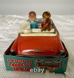 Rare & Immaculate Boy, Girl & Puppy Convertible Friction Motor Car Kanto Japan