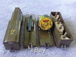 Rare Marx prewar ARMY Floor Train 4-Car Metal Wood Wheels 1940 wyandotte hafner