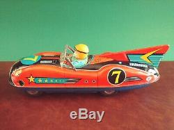 Rare Masudaya Modern Toys Japan Tin Friction Seven Star Racer Race Car with Or Box