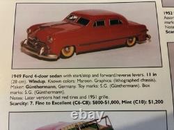 Rare Minty. Gunthermann 11 Inch 1949 Ford Custom Sedan Tin Windup Car