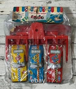 Rare Showa Retro Nomura Japan Tin Toy Racing Cars Vintage 3pcs Set