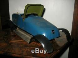 Rare Structo Toys #12 Bearcat Blue Body Triple Spring Wind Up Car Antique Parts