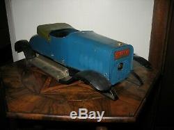 Rare Structo Toys #12 Bearcat Blue Body Triple Spring Wind Up Car Antique Parts