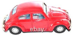 Rare Vintage 1960s Bandai VW Beetle Red Tin Toy Japan Friction Car 22cm Working
