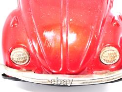 Rare Vintage 1960s Bandai VW Beetle Red Tin Toy Japan Friction Car 22cm Working