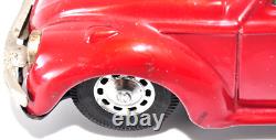 Rare Vintage 1960s Bandai VW Beetle Red Tin Toy Japan Friction Car 22cm Working