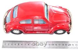 Rare Vintage 1960s Bandai VW Beetle Red Tin Toy Japan Friction Car 22cm Working