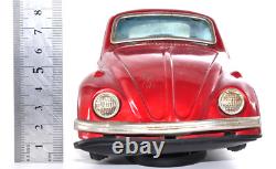 Rare Vintage 1960s Bandai VW Beetle Red Tin Toy Japan Friction Car 22cm Working