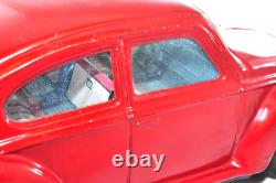 Rare Vintage 1960s Bandai VW Beetle Red Tin Toy Japan Friction Car 22cm Working
