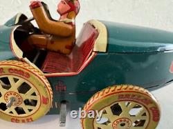 Rare Vintage JAYA TIN Green Bugatti RACING CAR IN Original Rare BOX