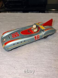Rare Vintage Japanese Aoshin ASC #18 Strato Race Car 11 Tin Friction Space Age