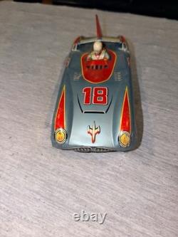 Rare Vintage Japanese Aoshin ASC #18 Strato Race Car 11 Tin Friction Space Age