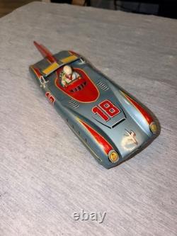 Rare Vintage Japanese Aoshin ASC #18 Strato Race Car 11 Tin Friction Space Age